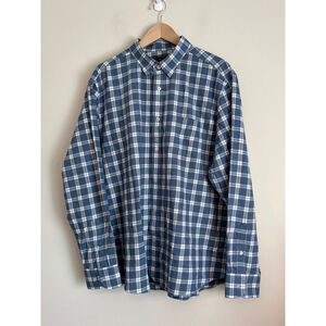 UNTUCKIT Mens XXL Plaid Button Down Shirt Blue White